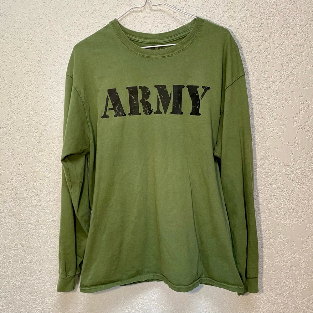 ARMY Shirt Men’s Large Joes USA Athletic Apparel Military Green Long Sleeve Tee